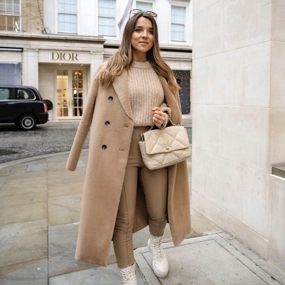 Zara Faux Fur Double Breasted Coat - Picture 2 of 13